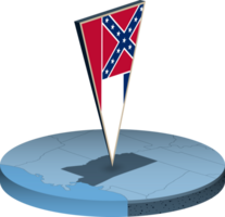 Mississippi Flagge und Karte im Isometrie png