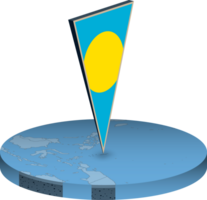 Palau bandeira e mapa dentro isometria png