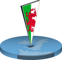 wales flagga och Karta i isometri png