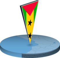 Sao Tome and Principe flag and map in isometry png