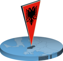 Albania flag and map in isometry png