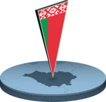 Belarus flag and map in isometry png