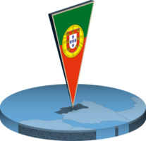 Portugal bandera y mapa en isometria png