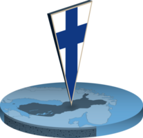 Finland flag and map in isometry png