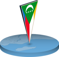 Comoros flag and map in isometry png