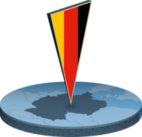 Germany flag and map in isometry png