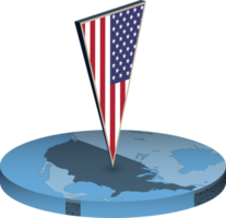 USA Flagge und Karte im Isometrie png