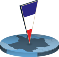 France flag and map in isometry png