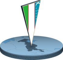 Usbekistan Flagge und Karte im Isometrie png