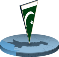 Pakistan flag and map in isometry png