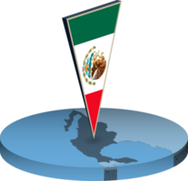 Mexico flag and map in isometry png