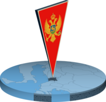 Montenegro flag and map in isometry png