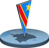 DR Congo flag and map in isometry png