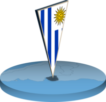 Uruguay Flagge und Karte im Isometrie png