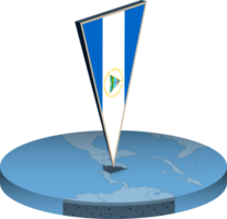 Nicaragua flag and map in isometry png