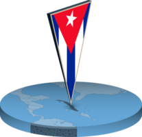 Cuba flag and map in isometry png