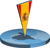 Spain flag and map in isometry png