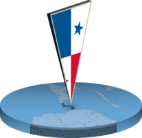 Panamá bandera y mapa en isometria png