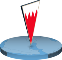 Bahrain flag and map in isometry png