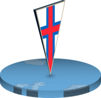 Faroe Islands flag and map in isometry png