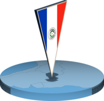 Paraguay flag and map in isometry png