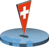 Switzerland flag and map in isometry png