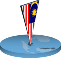 Malaysia flag and map in isometry png