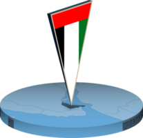 unido árabe emiratos bandera y mapa en isometria png