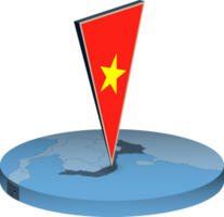 Vietnam flag and map in isometry png