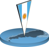 Argentina flag and map in isometry png