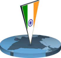 India flag and map in isometry png
