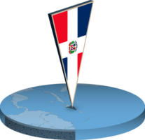 Dominican Republic flag and map in isometry png