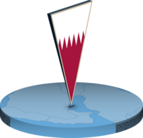 Katar bandera y mapa en isometria png