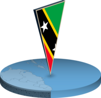 Saint Kitts and Nevis flag and map in isometry png