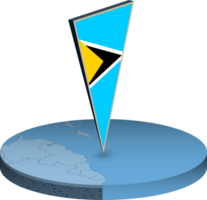 Saint Lucia flag and map in isometry png