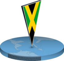 Jamaica flag and map in isometry png