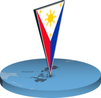 Philippines flag and map in isometry png