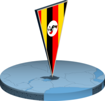 Uganda flag and map in isometry png