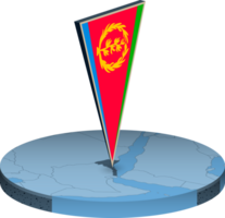 Eritrea flag and map in isometry png