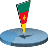 Cameroon flag and map in isometry png