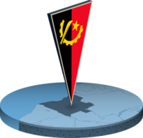 Angola flag and map in isometry png