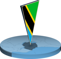 Tanzania flag and map in isometry png