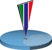 Gambia bandera y mapa en isometria png