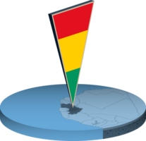 Guinea flag and map in isometry png