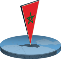 Morocco flag and map in isometry png