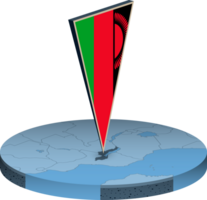 Malawi flag and map in isometry png