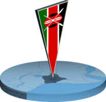 Kenya flag and map in isometry png