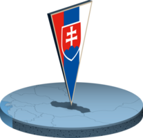 Slovakia flag and map in isometry png