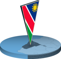 Namibia flag and map in isometry png