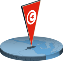 Tunesien Flagge und Karte im Isometrie png